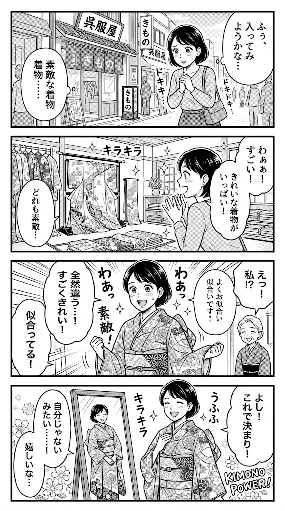 誰の妻でも母でもない私で鏡の前に立つ。ずっと気になっていた着物店へ行った記録