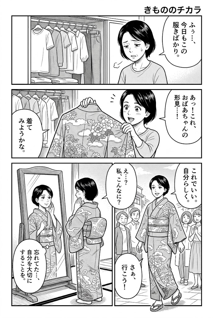 母でも妻でもない「個」の美しさを求めて。アンティーク着物を纏ってみた日