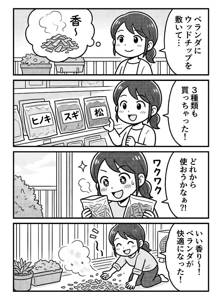 ベランダの香りを変える。まだ見ぬ3種のウッドチップを買いに