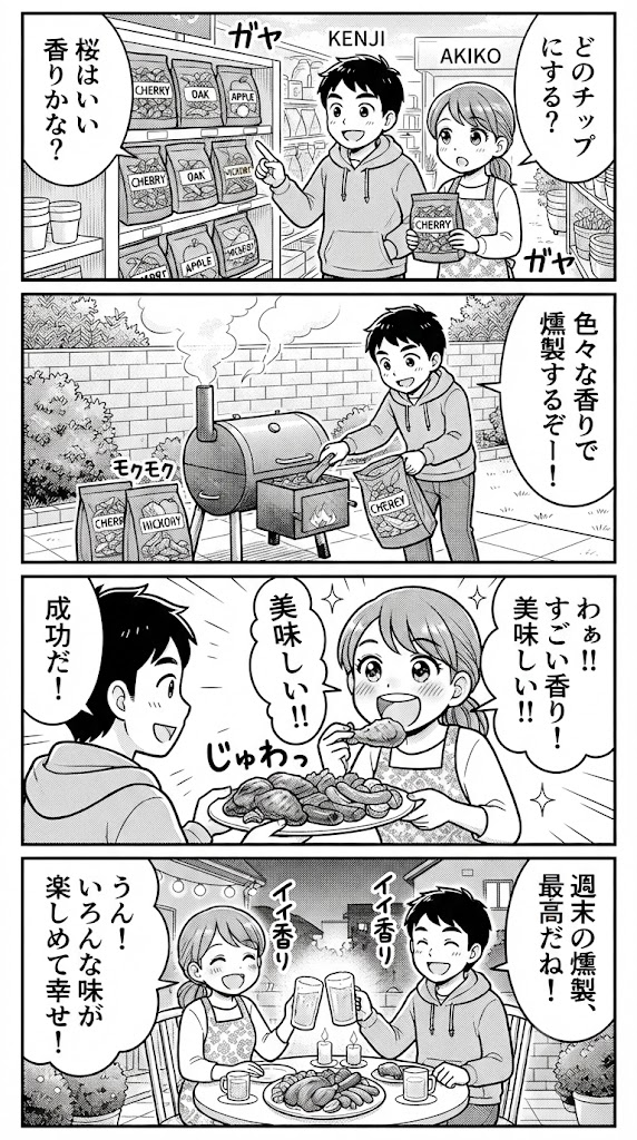 3種のウッドチップで広がる燻製の世界。週末は妻と新しい味探し