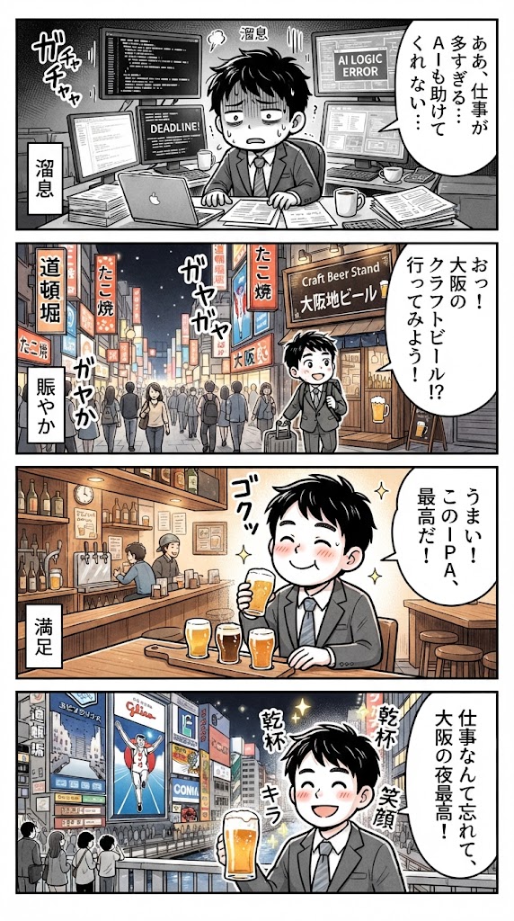 AI思考をオフ。大阪でクラフトビールを味わう