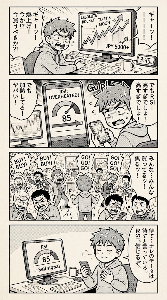 株価は過熱しても自分は冷静か?RSI数値化で「熱狂」と「孤独」の正体を追う3ヶ月