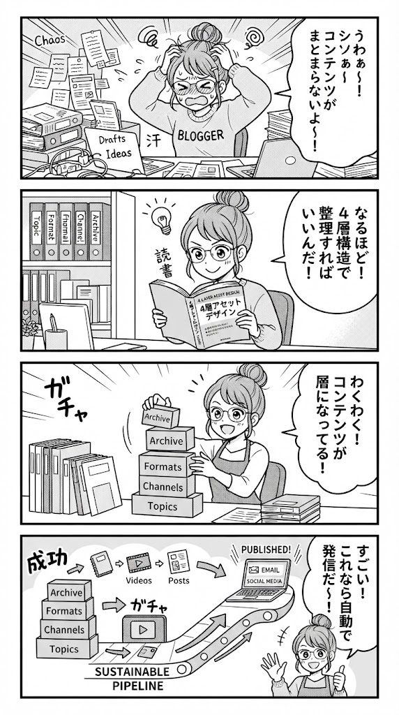 AI時代のブログ戦略：中長期的な資産に変える4層構造の設計術と持続可能な運用パイプラインの作り方