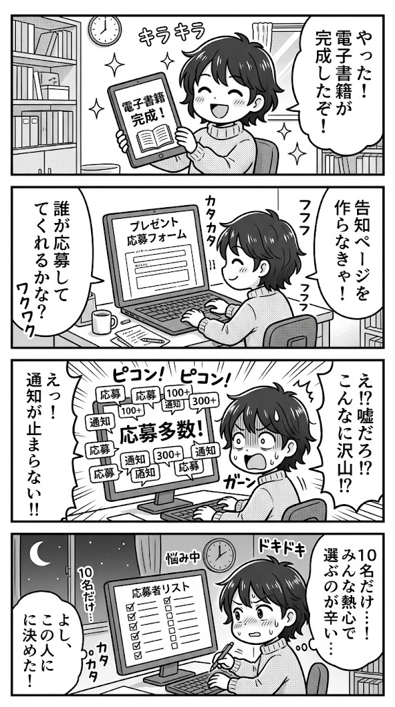 電子書籍の先行配布に向けて。10名を選ぶための応募フォームを作ってみた