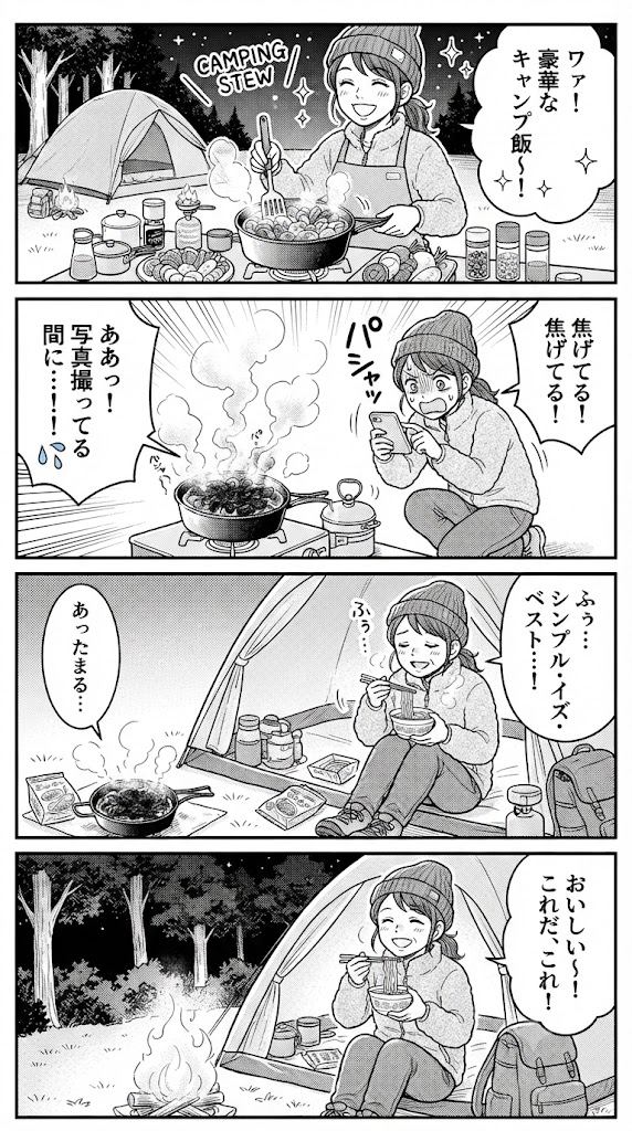 キャンプ飯ノート、見栄を捨てて見つけた本当の味