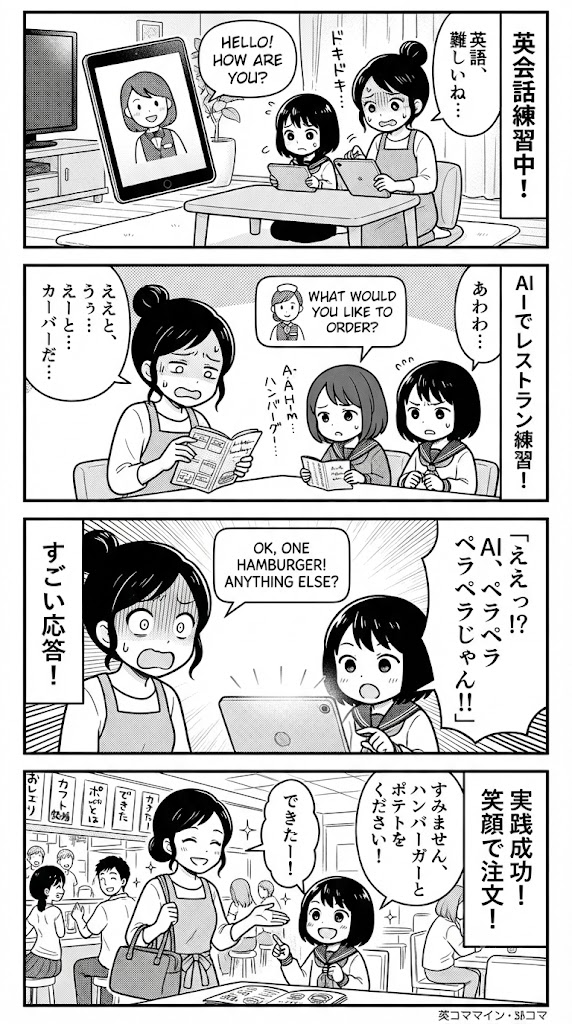 レストラン英会話をAIと猛特訓!親子でテスト運用してみた記録