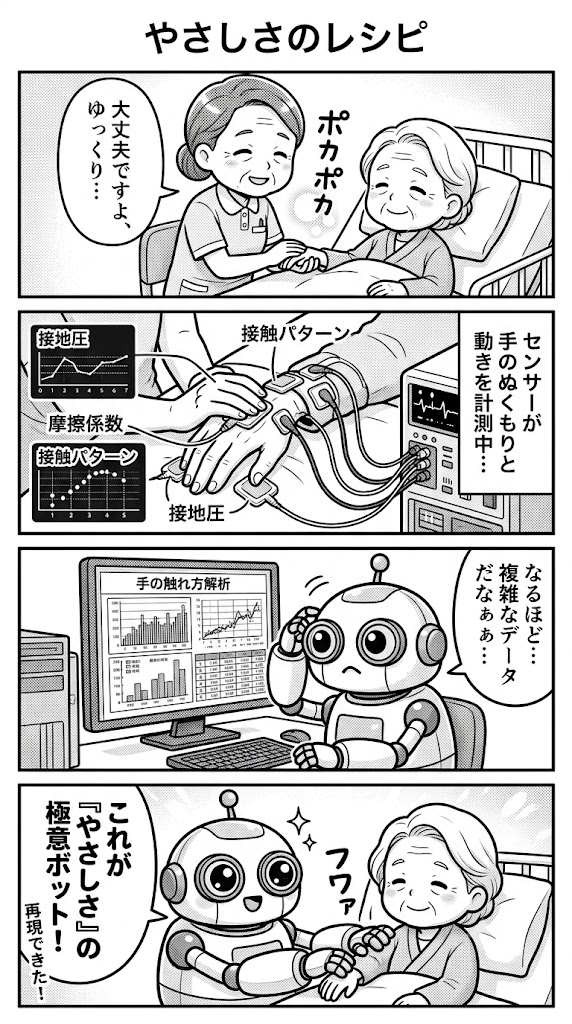 熟練介護士の触覚をAIに学習させる：圧力・滑りデータのマルチモーダルモデル化手法