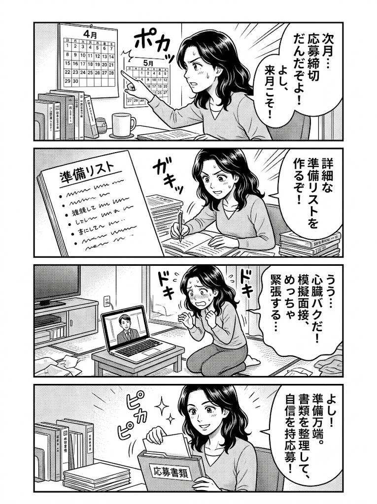 来月、未経験の正社員求人に1社応募する。そのための準備計画