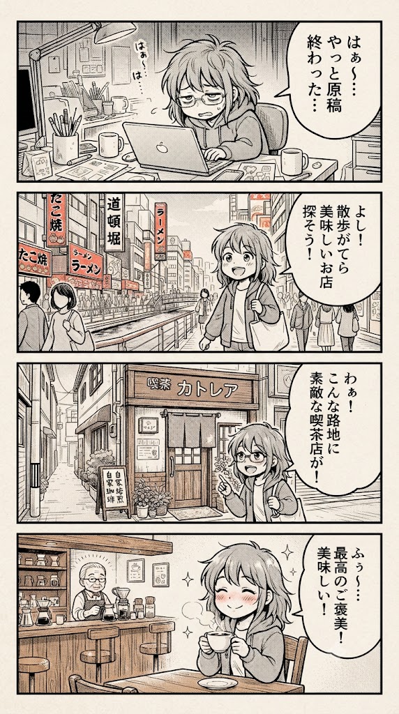 創作から一度離れる日。大阪の街をぶらついて美味しい珈琲を味わう休日