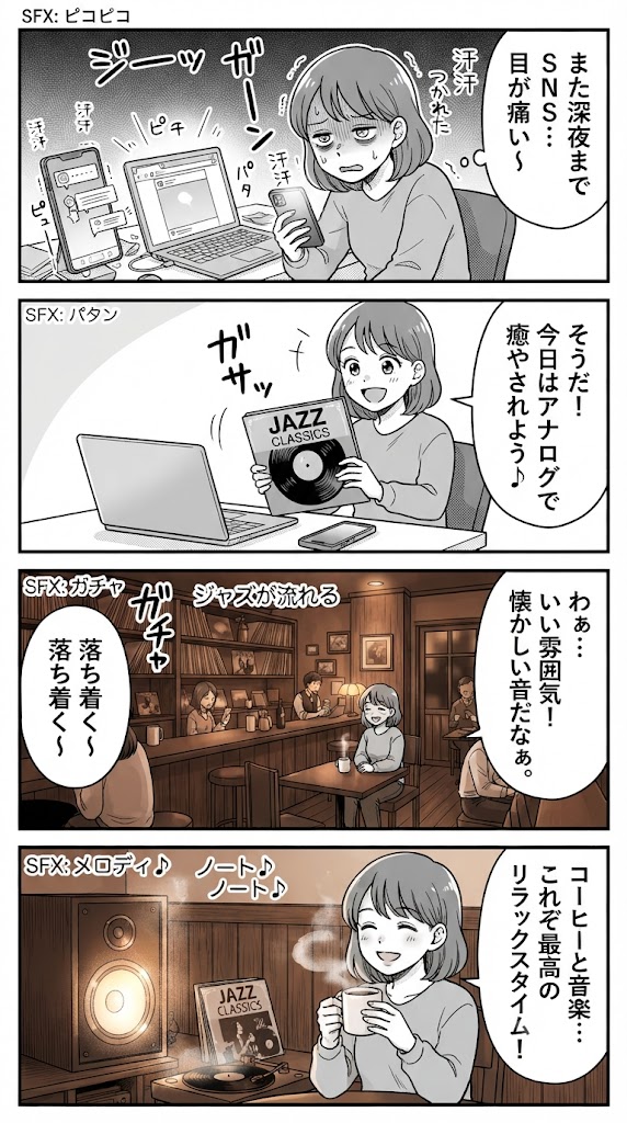 スマホもPCも手放して、来週はレトロな名曲喫茶で珈琲とレコードに浸る半日を計画した