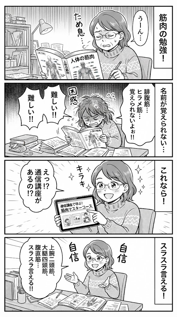 記憶力が落ちた50代通信講座：解剖学の筋肉名を効率よく覚えた実践ノート