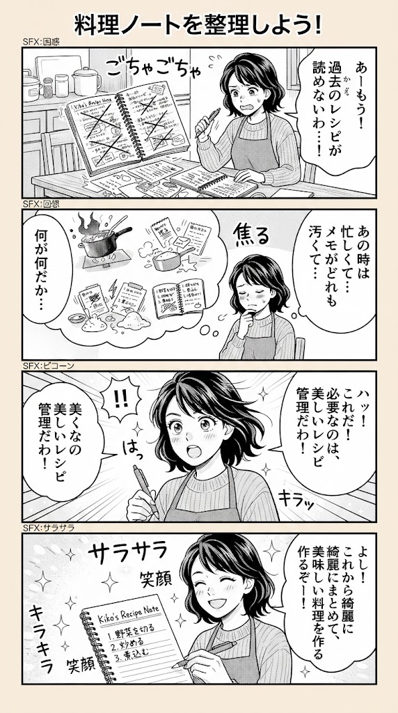 手書きレシピノートの反省を活かして、次の目標を決めました
