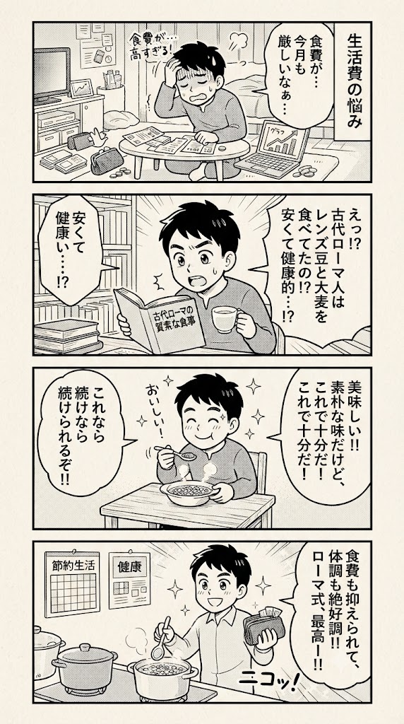 カエサルも食べた？古代ローマの質素な食卓から学ぶ、真の豊かさと節約術