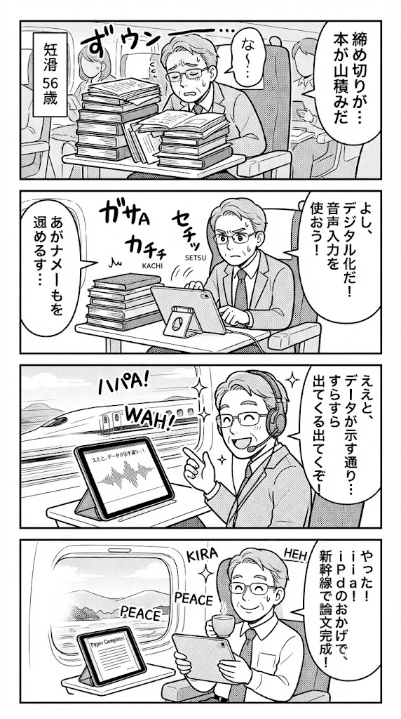 56歳単身赴任、新幹線で論文を書く！iPadと音声入力の最強タッグ術