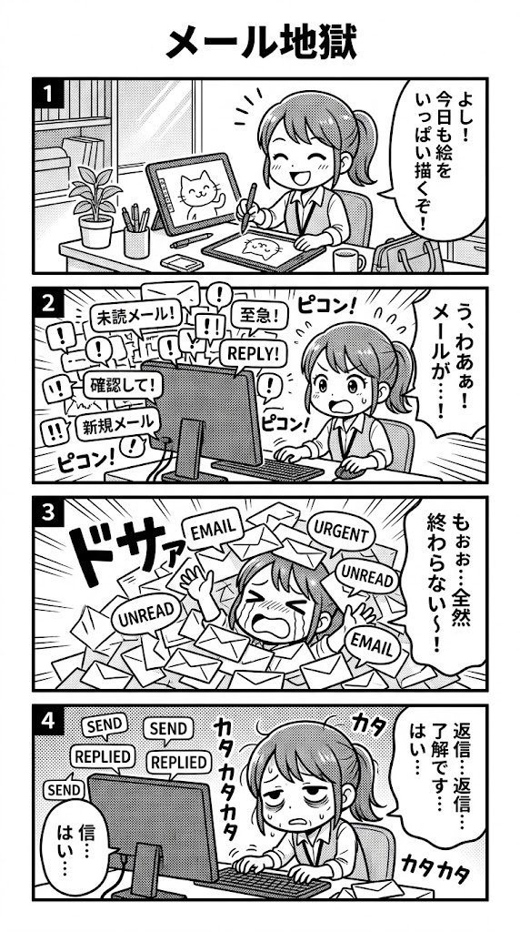 メール地獄はもうええ！俺のクリエイティブ、どこ行ったんや！