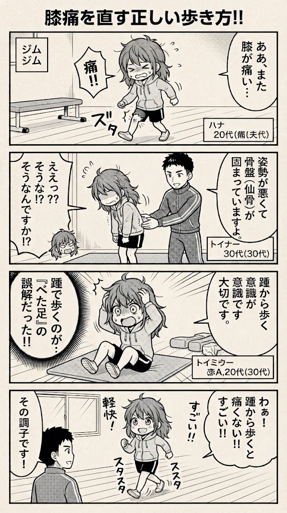 かかとを使わない歩き方と仙骨の硬さが左ひざの弱さの原因だった検証ログ