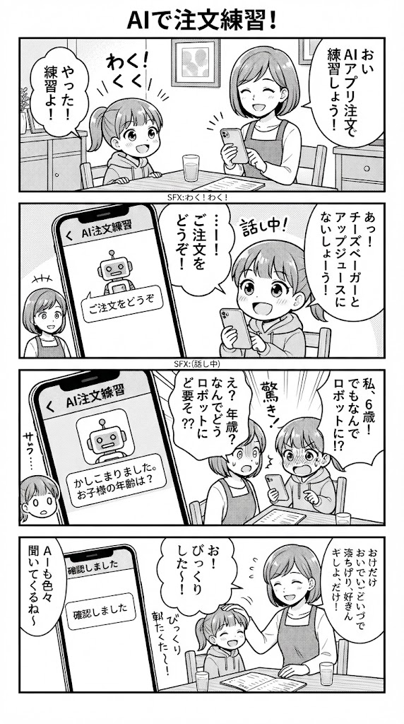 AIとのレストラン注文練習3回、子供の反応から学んだこと