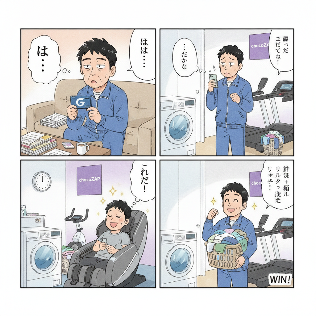 「ついで」が最強の習慣化！chocoZAPを洗濯の待ち時間で使い倒すライフハック