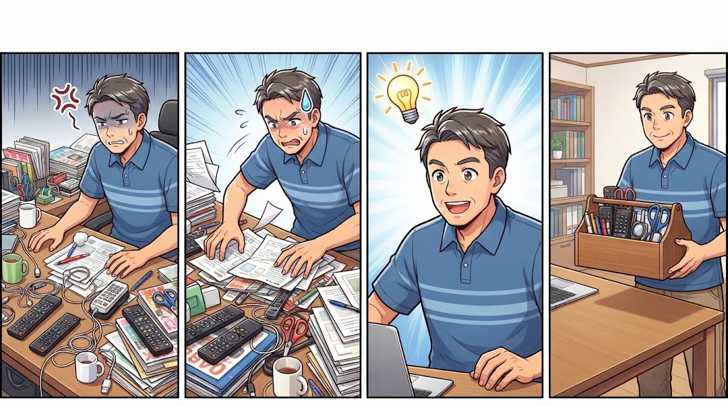 「置きっぱなし」を卒業する。ツールボックスと定位置管理で叶える、ストレスフリーなデスク周り