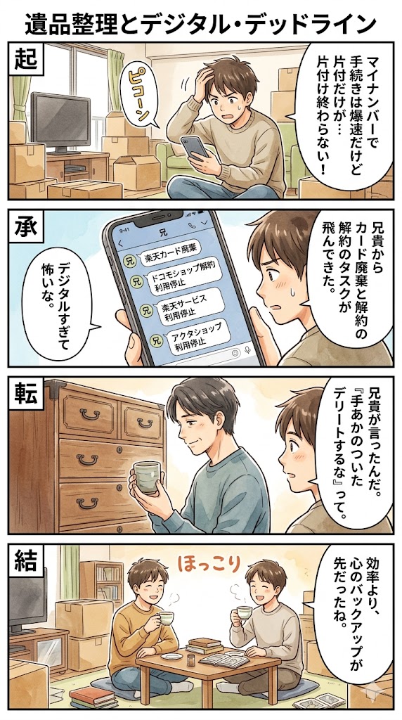 遺品整理の「デジタル・デッドライン」と感情のバックアップ：兄からのLINEが問いかける終末のグランドデザイン